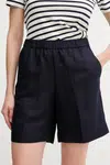 Lněné kraťasy Gant dámské, tmavomodrá barva, high waist, 4020116