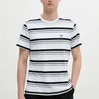 Bavlněné tričko Barbour Houstead Stripe Tailored Fit T-Shirt pánské, bílá barva, MTS1392