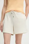 Kraťasy Puma dámské, béžová barva, s potiskem, high waist, 685038