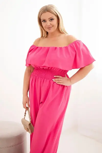 Dámský plus-size overal s řasením