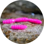 Redbass gumová nástraha trout grub signal pink uv color - 3x25 mm