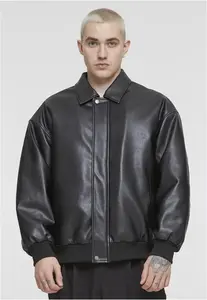 Men's synthetic leather jacket black