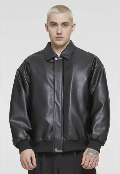 Men's synthetic leather jacket black