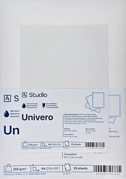 Mixed media papír Univero 250g A3, 25 listů