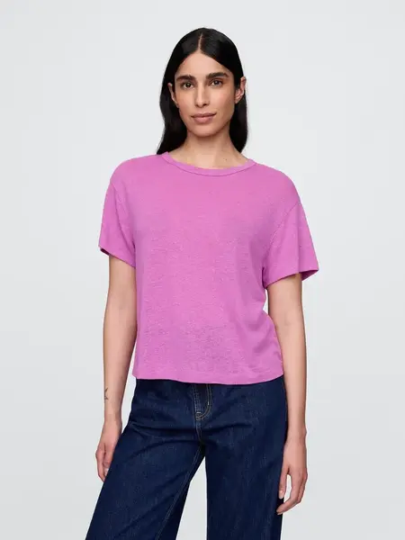 GAP Lněné crop tričko - Dámské