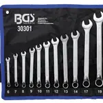 BGS technic Očkoploché klíče, velikosti 6-22 mm, sada 12 ks v obalu - BGS 30301