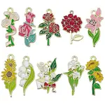 10Pcs 10 Styles Alloy Enamel Pendants