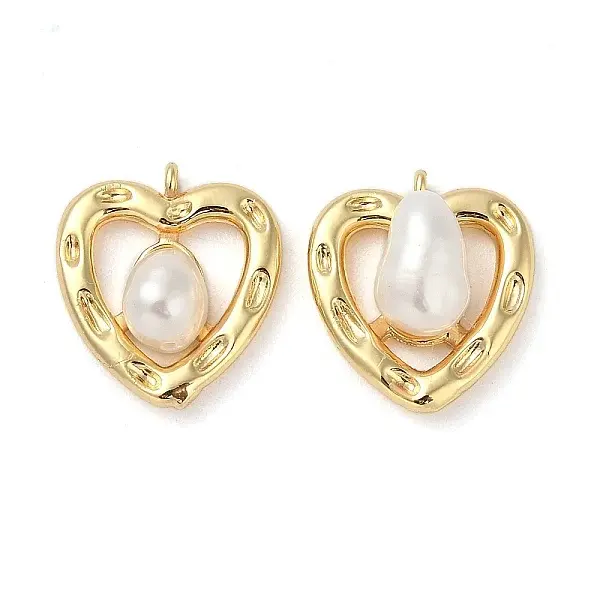 Brass Pave Natural Freshwater Pearl Pendants
