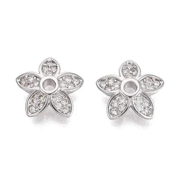 Brass Micro Pave Clear Cubic Zirconia Bead Caps