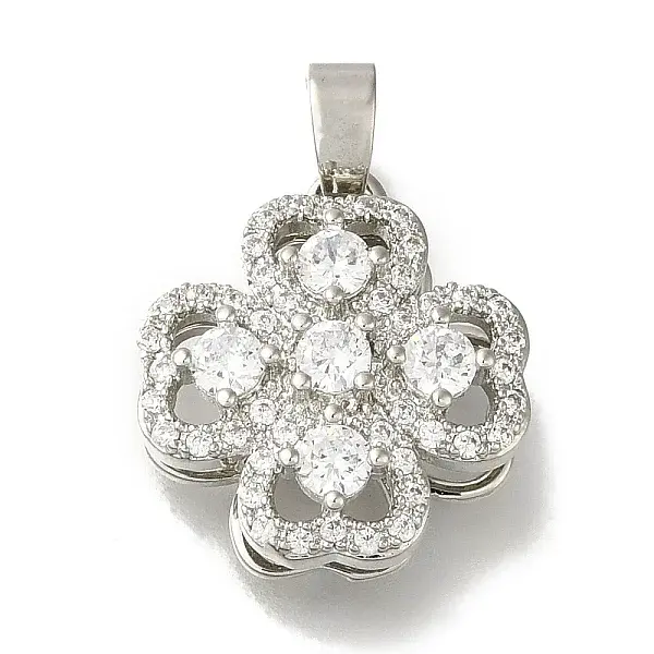 Rack Plating Brass Micro Pave Cubic Zirconia Pendant