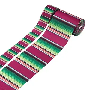 2Rolls 2 Styles Stripe Pattern Printed Polyester Grosgrain Ribbon