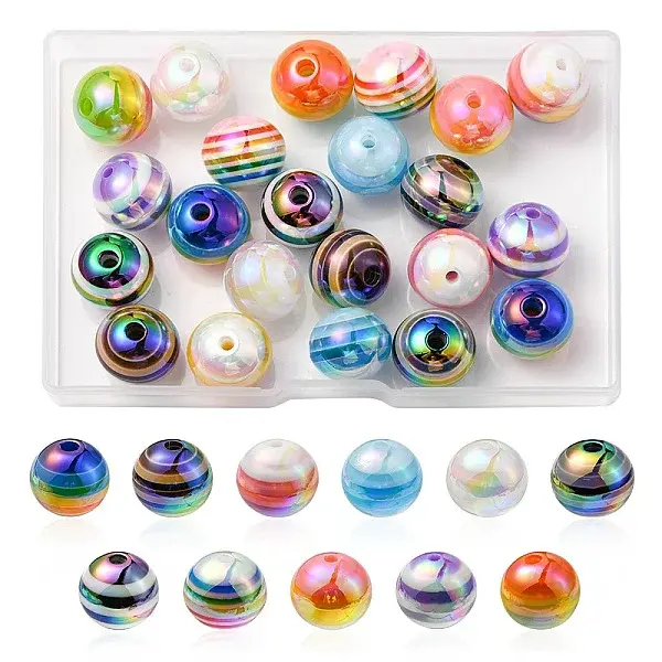 22Pcs 11 Colors Stripe Resin Beads