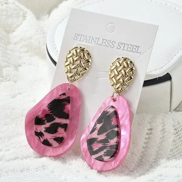 304 Stainless Steel Leopard Stud Earrings