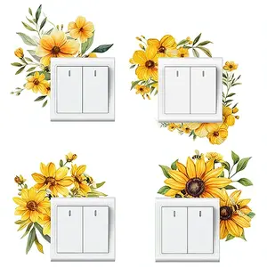 8Bags 4 Styles Flower PVC Bedroom Home Decoration Switch Stickers