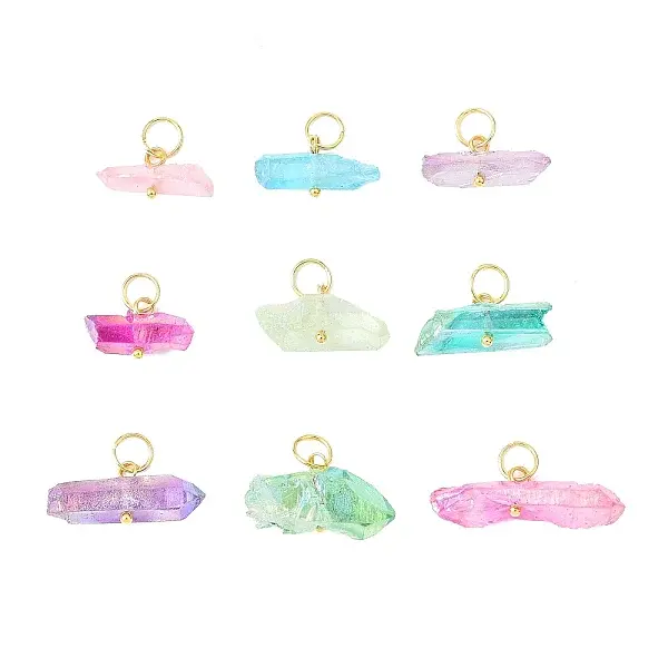 Dyed Natural Quartz Crystal Nuggets Pendants