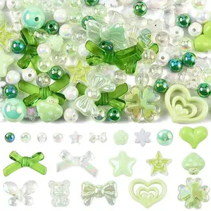 100Pcs 20 Styles Transparent & Opaque Acrylic Beads