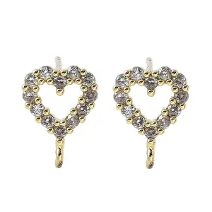 Brass Micro Cubic Zirconia Stud Earring Findings