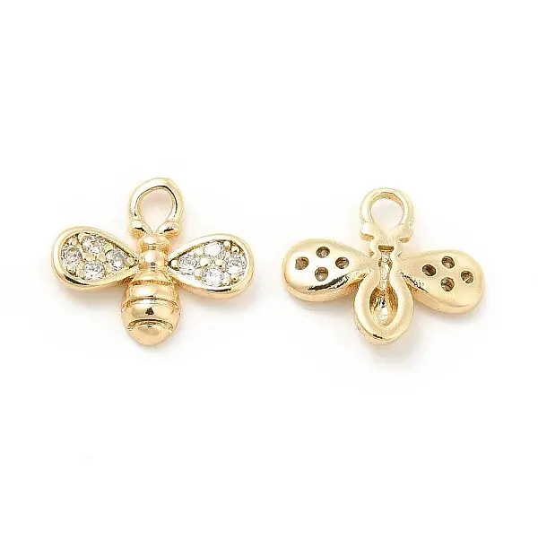 Brass Micro Pave Clear Cubic Zirconia Charms