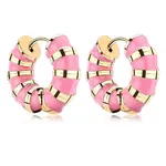Enamel Striped Thick Hoop Earrings
