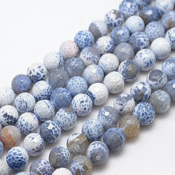 Natural Fire Crackle Agate Beads Strands