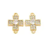 Brass Micro Pave Cubic Zirconia Connector Charms