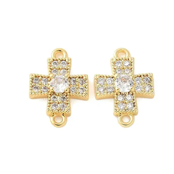 Brass Micro Pave Cubic Zirconia Connector Charms