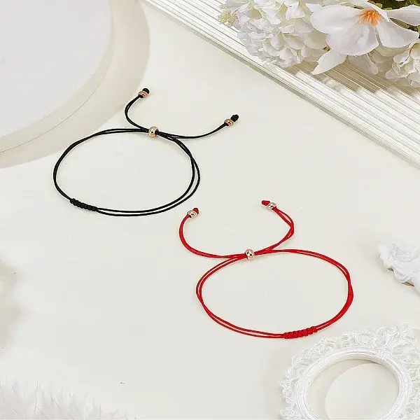2Pcs 2 Colors Nylon Cord Slider Bracelets