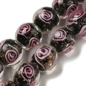 Handmade Gold Sand Lampwork Beads Strands