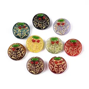 Flat Round with Mushroom Glass Beads