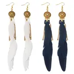 2 Pairs 2 Colors Feather Tassel Dangle Earrings