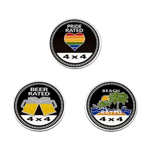 3Pcs 3 Styles Round Aluminum Car Decorative Stickers