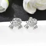 Brass Micro Pave Clear Cubic Zirconia Crab Stud Earrings