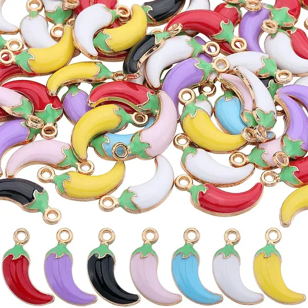 100Pcs Rack Plating Alloy Enamel Pendants