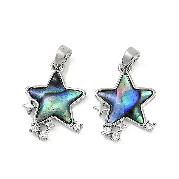 Natural Paua Shell Star Pendants