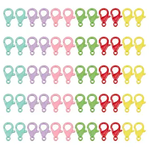 60Pcs 6 Colors Spray Painted Eco-Friendly Alloy Lobster Claw Clasps