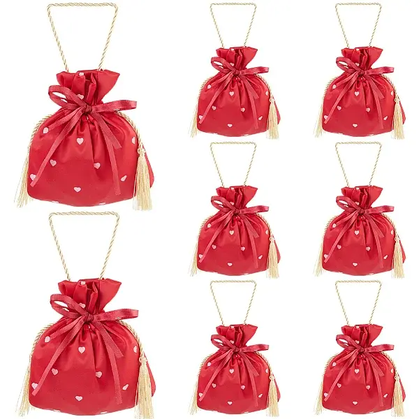 Heart Printed Cloth Drawstring Storage Bags