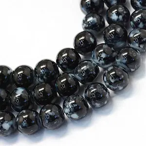 Baking Paint Glass Round Bead Strands