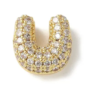 Brass Micro Pave Cubic Zirconia Beads