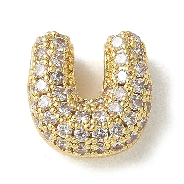 Brass Micro Pave Cubic Zirconia Beads