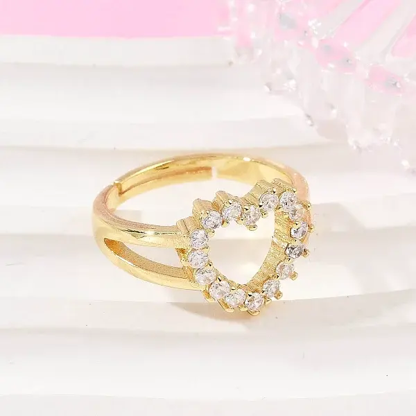 Brass Micro Pave Cubic Zirconia Cuff Rings