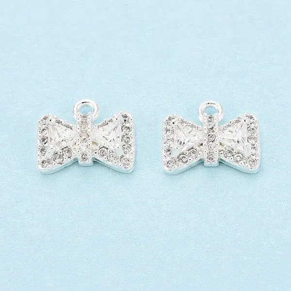 Brass Micro Pave Clear Cubic Zirconia Charms
