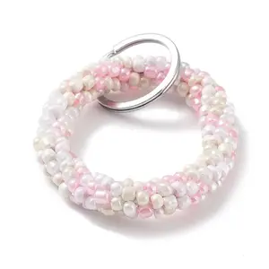 Glass Beaded Bracelet Wrist Keychain