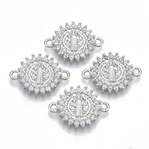 Brass Micro Pave Cubic Zirconia Links connectors