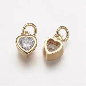 Brass Micro Pave Grade AAA Cubic Zirconia Charms