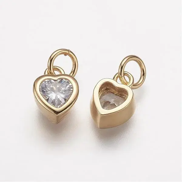 Brass Micro Pave Grade AAA Cubic Zirconia Charms