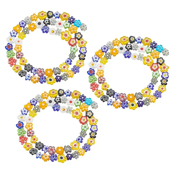 3 Strands Handmade Millefiori Glass Bead Strands