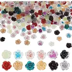 240Pcs 12 Style Camellia Transparent Resin Cabochons