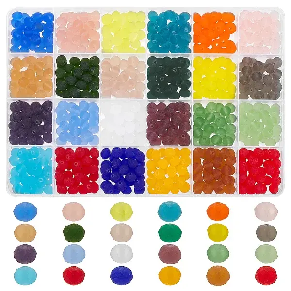 720Pcs 24 Colors Transparent Glass Beads