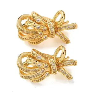 Brass Micro Pave Cubic Zirconia Twister Clasps