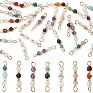 28Pcs 7 Styles Natural Gemstone Connector Charms